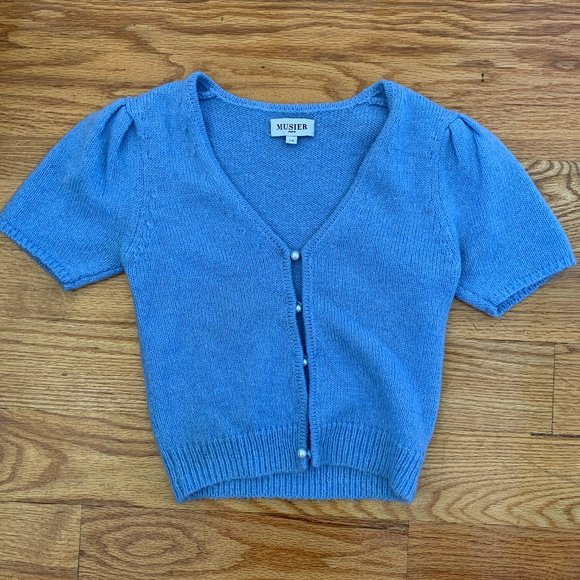Musier Paris Blue Pearl Cashmere top - Picture 1 of 1